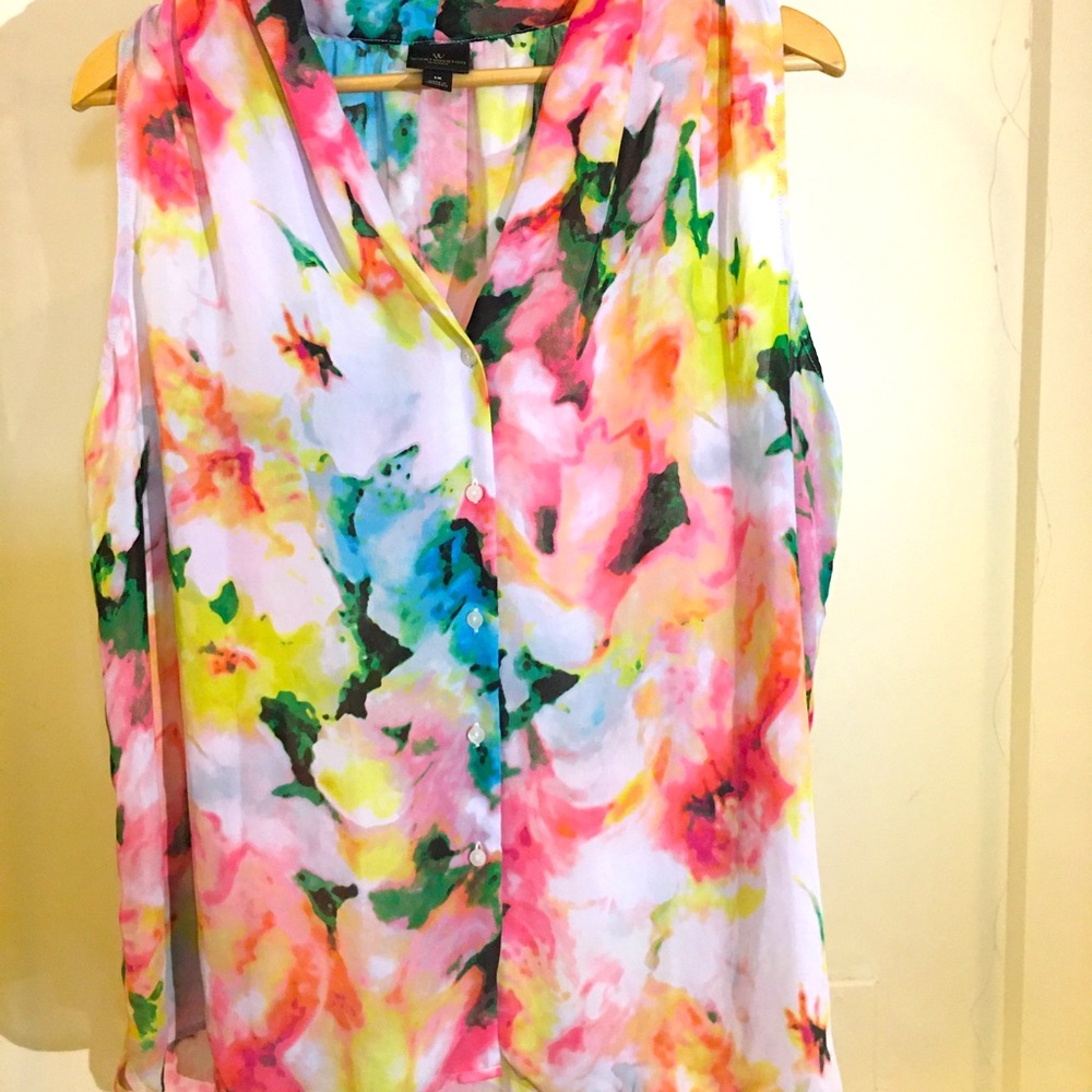 Worthington Sleeveless Floral Blouse